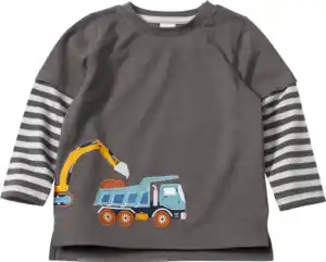 ALANA Langarmshirt mit Bagger-Motiv, grau, Gr. 128