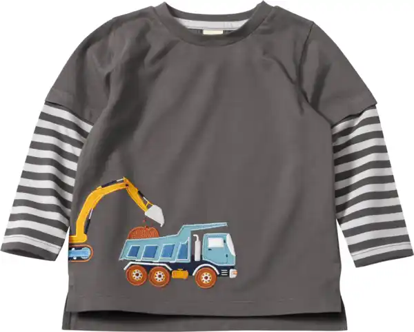 Bild 1 von ALANA Langarmshirt mit Bagger-Motiv, grau, Gr. 128