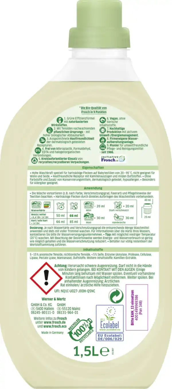 Bild 2 von Frosch baby Waschmittel Flüssig 22 WL