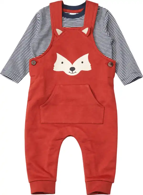 Bild 1 von ALANA Set mit Latzhose mit Fuchs-Motiv & Langarmshirt, braun, Gr. 80