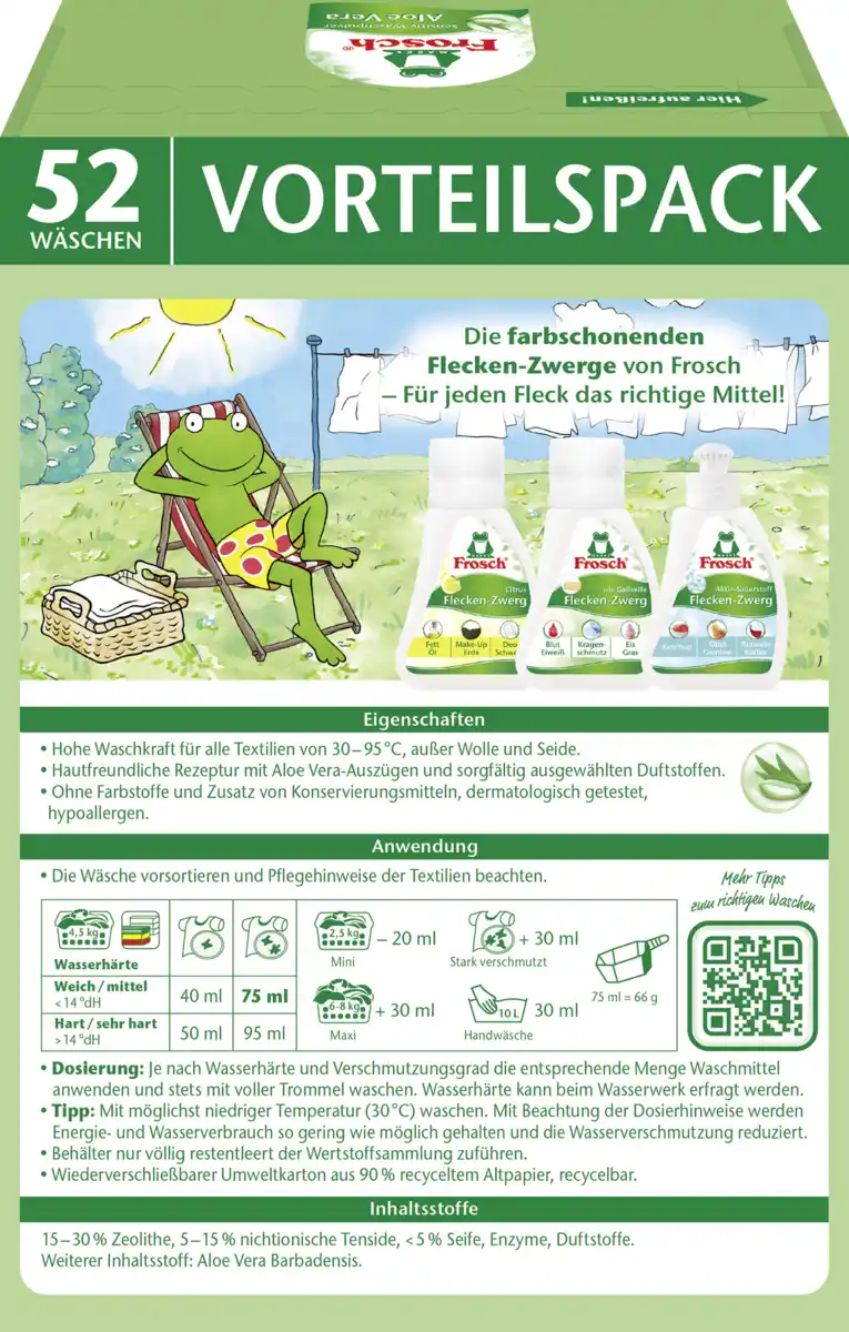 Bild 2 von Frosch Sensitiv-Waschmittel Pulver Aloe Vera Hypoallergen 52 WL
