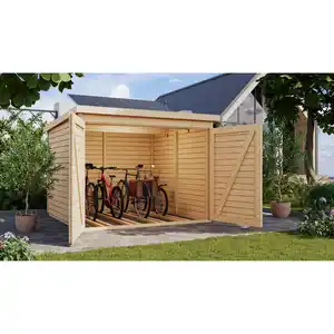 Karibu Fahrradgarage-Set 'Bike 4' Fichtenholz naturbelassen mit Solarkit 212,5 x 167 x 216,5 cm
