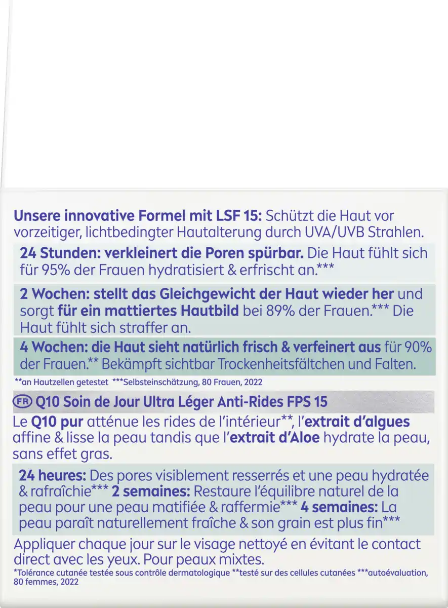 Bild 2 von NIVEA Q10 Anti-Falten Porenverfeinerung Extra Leichte Tagespflege LSF 15, 50 ml