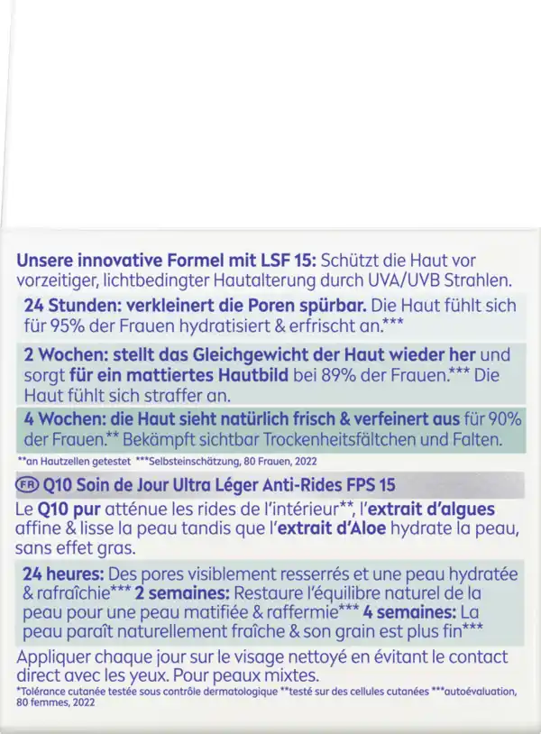 Bild 2 von NIVEA Q10 Anti-Falten Porenverfeinerung Extra Leichte Tagespflege LSF 15, 50 ml