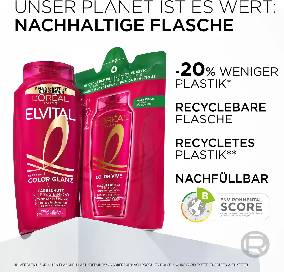 Bild 1 von L’Oréal Paris Elvital Color Glanz 2in1 Farbschutz Pflege Shampoo, 300 ml