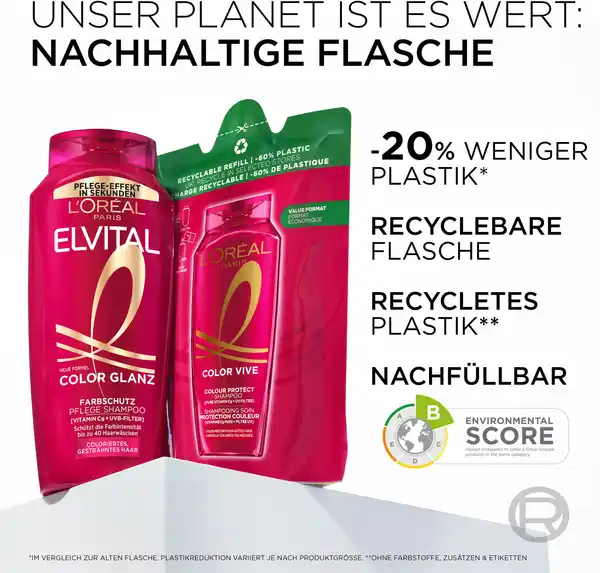 Bild 1 von L’Oréal Paris Elvital Color Glanz 2in1 Farbschutz Pflege Shampoo, 300 ml