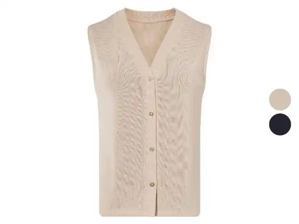 Bild 1 von esmara® Damenweste aus Strukturstoff Grobstrickweste für Damen Strickweste Damen Weste, grob strukturiert