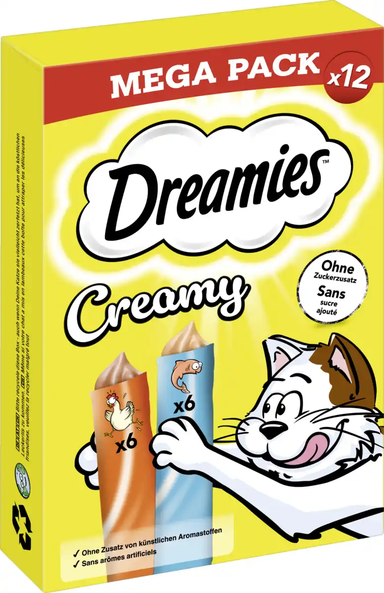 Bild 2 von Dreamies Creamy Leckerlis Multipack Huhn & Lachs, 120 g