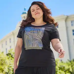 Damen-T-Shirt mit Frontaufdruck, große Größen