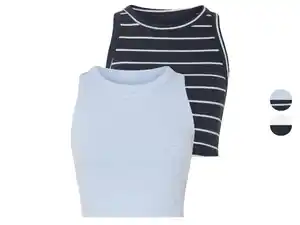 esmara® Damen Crop-Tops, 2 Stück, gerippt