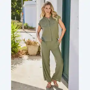 Damen-Hose mit Leinen-Anteil