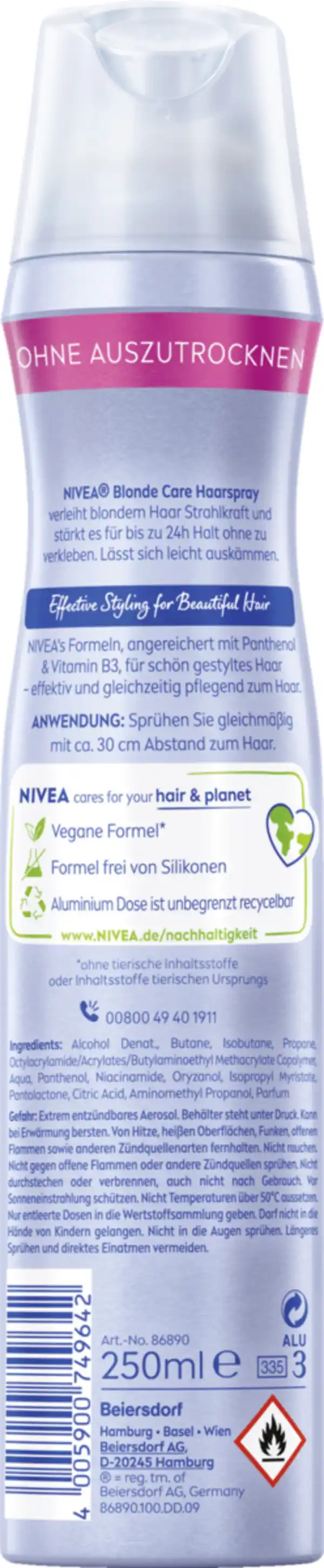 Bild 2 von NIVEA Blond Schutz Haarspray, 250 ml