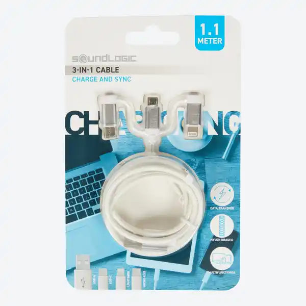Bild 3 von Soundlogic 3-in-1-Ladekabel, ca. 1,1m
