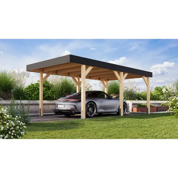 Bild 1 von Karibu Einzelcarport 'Elmo 1' Fichtenholz naturbelassen 318 x 246,5 x 576,5 cm