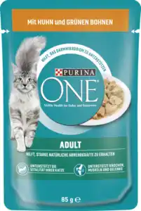 Purina ONE Adult zarte Stückchen in Sauce mit Huhn & grünen Bohnen, 85 g