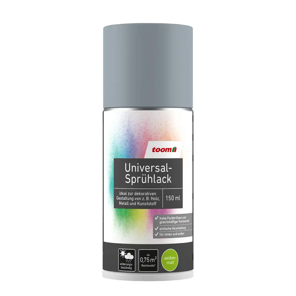 Bild 1 von toom Universal-Sprühlack 'Stadtgeflüster' silbergrau seidenmatt 150 ml