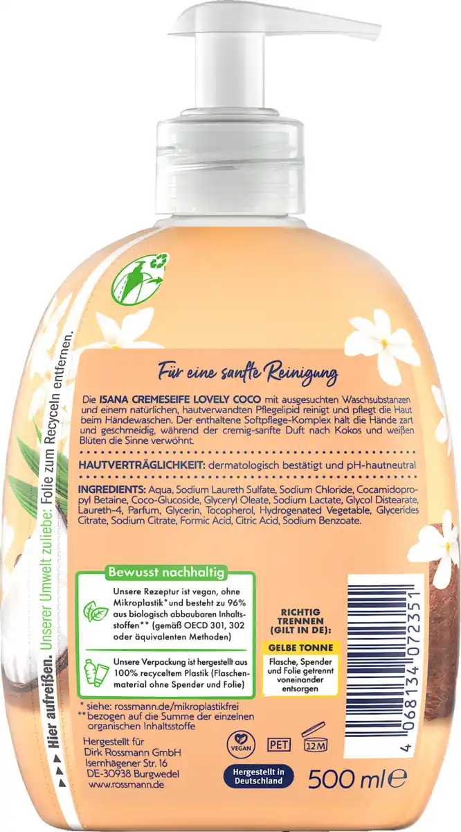 Bild 2 von ISANA Creme Seife Lovely Coco, 500 ml