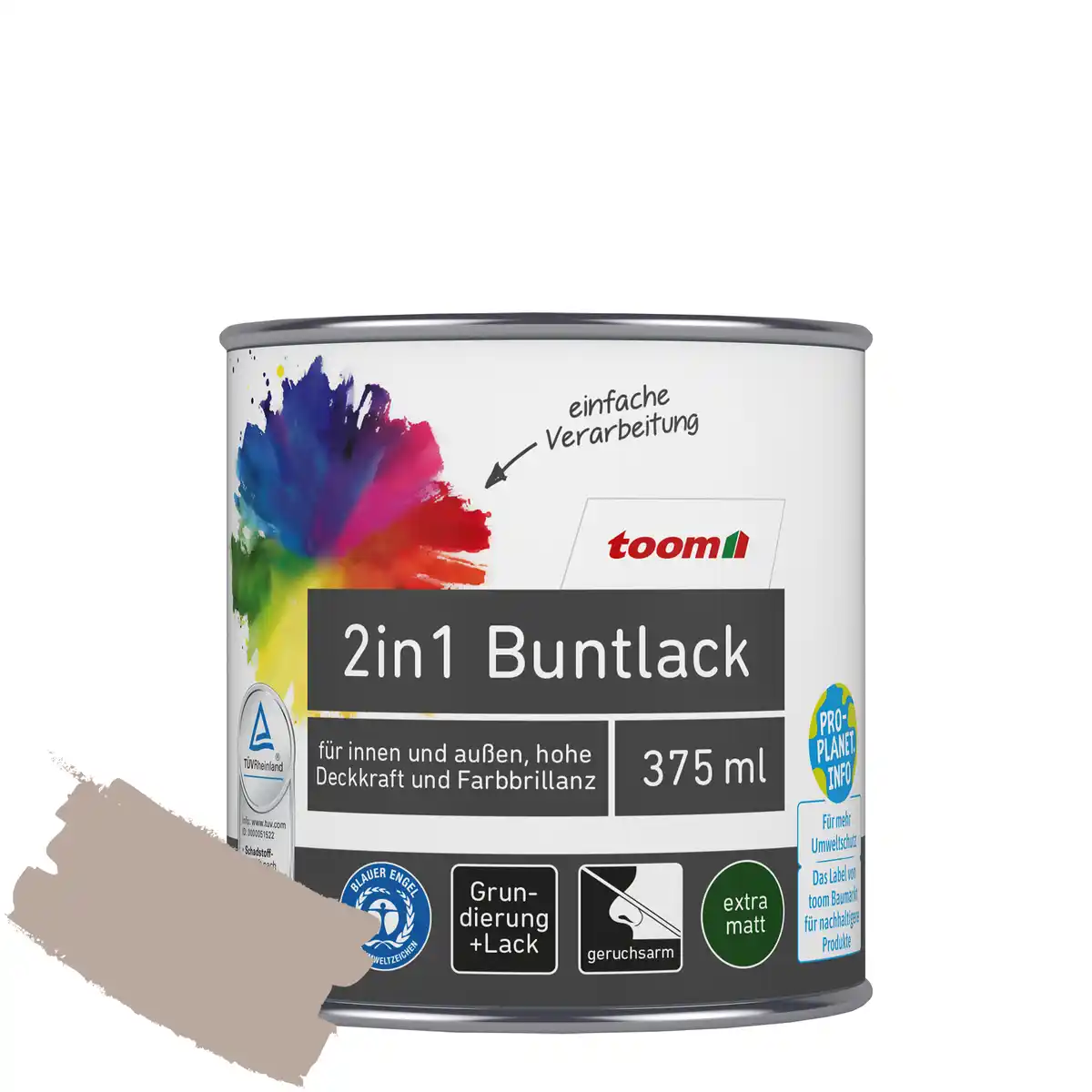 Bild 1 von toom 2in1 Buntlack 'Kieselsand' taupe matt 375 ml