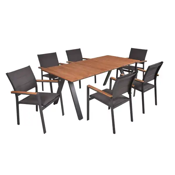 Bild 1 von Garden Pleasure Gartenmöbel-Set 'Davina' grau 7-teilig