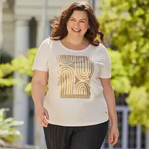 Damen-T-Shirt mit Frontaufdruck, große Größen