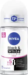 NIVEA Black & White Invisible Clear Anti-Transpirant Roll-on, 50 ml