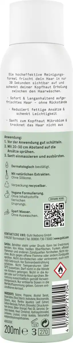 Bild 2 von Guhl 30_Sekunden Trockenshampoo Pure Frische, 200 ml