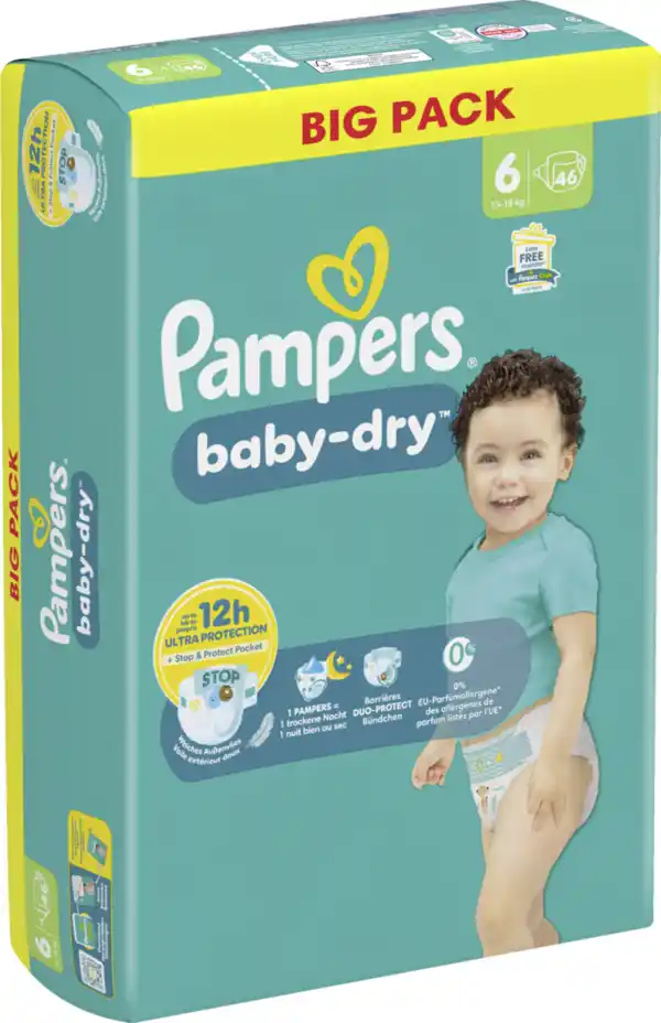 Bild 2 von Pampers Baby Dry Windeln Gr.6 Extra Large 13-18kg Big Pack