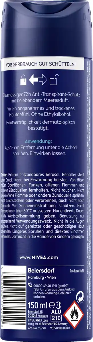 Bild 2 von NIVEA MEN Anti-Transpirant Spray Cool Marine, 150 ml