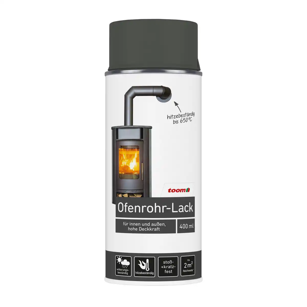 Bild 1 von toom Ofenrohr-Lack schwarz seidenmatt 400 ml