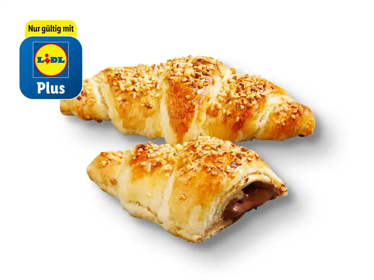 Bild 1 von Buttercroissant mit Nuss-Nougat-Creme,  3 Stu