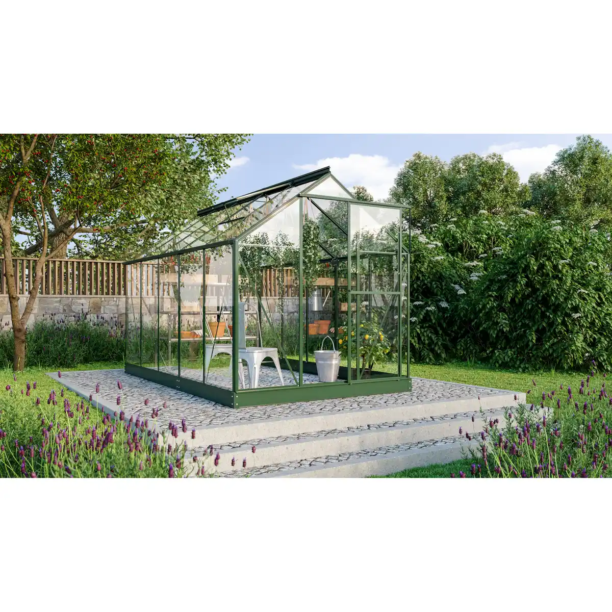Bild 1 von Vitavia Gewächshaus 'Triton 6200' 190,4 x 315 cm mit 3 mm Sicherheitsglas smaragdfarben