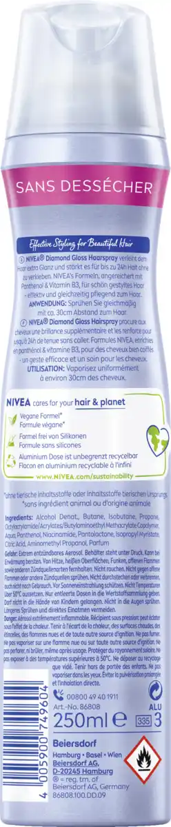 Bild 2 von NIVEA Diamant Glanz Haarspray, 250 ml