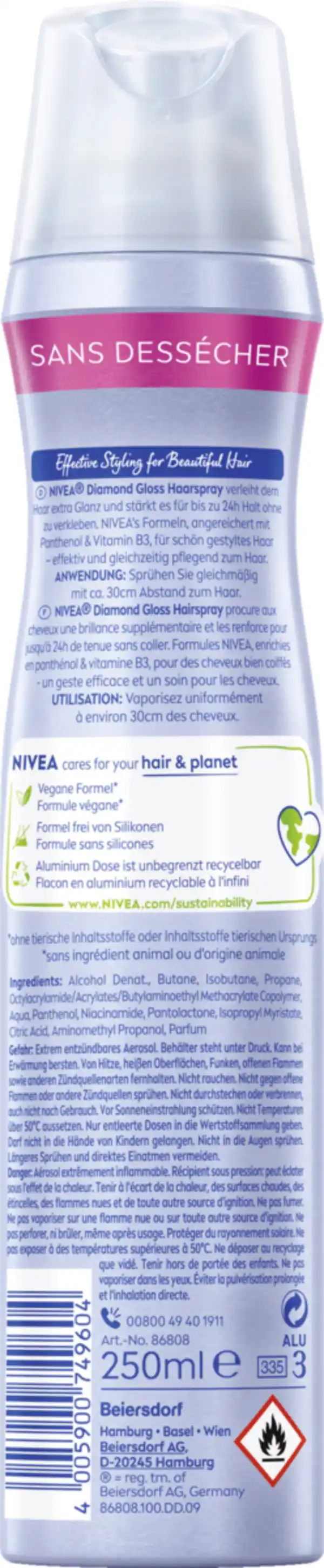 Bild 2 von NIVEA Diamant Glanz Haarspray, 250 ml