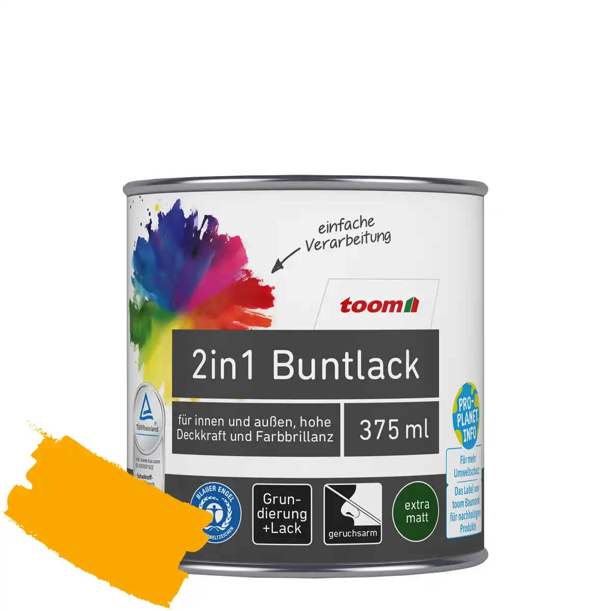 Bild 1 von toom 2in1 Buntlack 'Sonnenblume' orangegelb matt 375 ml