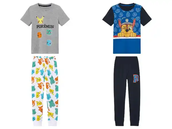 Bild 1 von Kleinkinder Pyjama mit Textildruck, Hose mit Bündchen