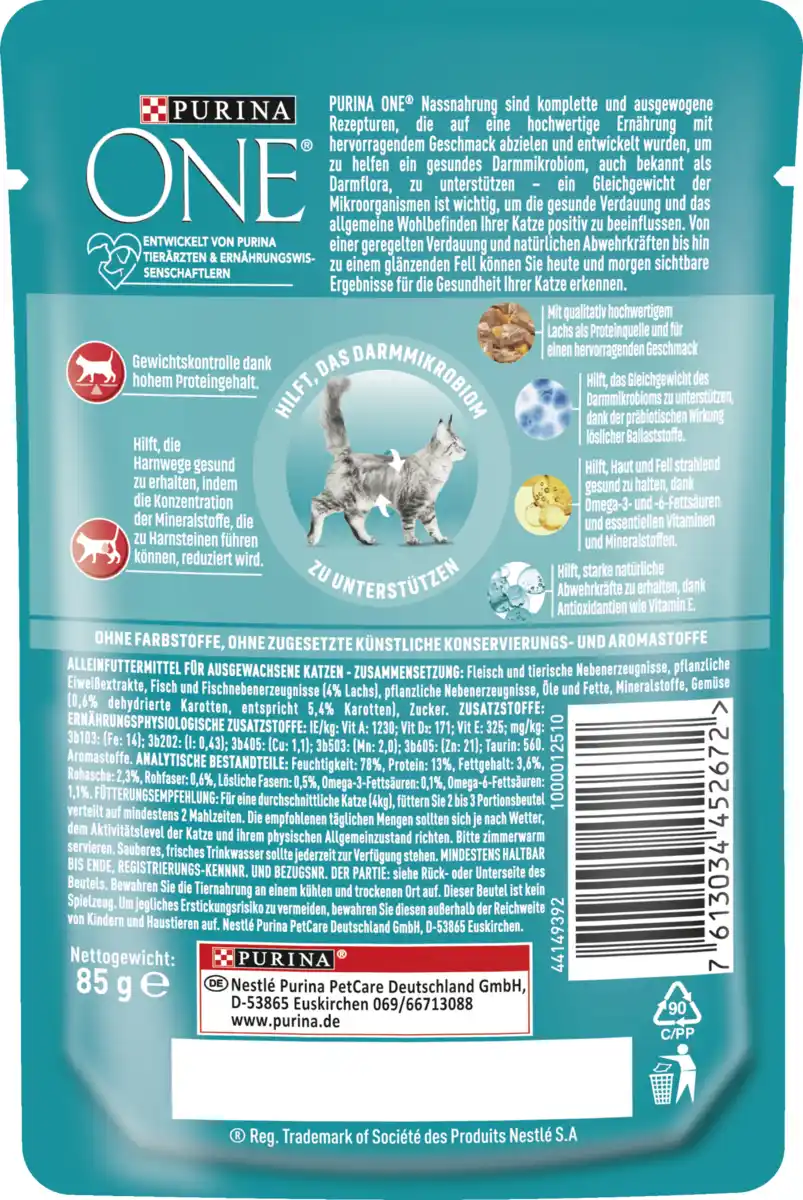 Bild 2 von Purina ONE Sterilcat zarte Stückchen in Sauce mit Lachs & Karotten, 85 g