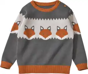 ALANA Pullover aus Strick mit Fuchs-Muster, grau, Gr. 128