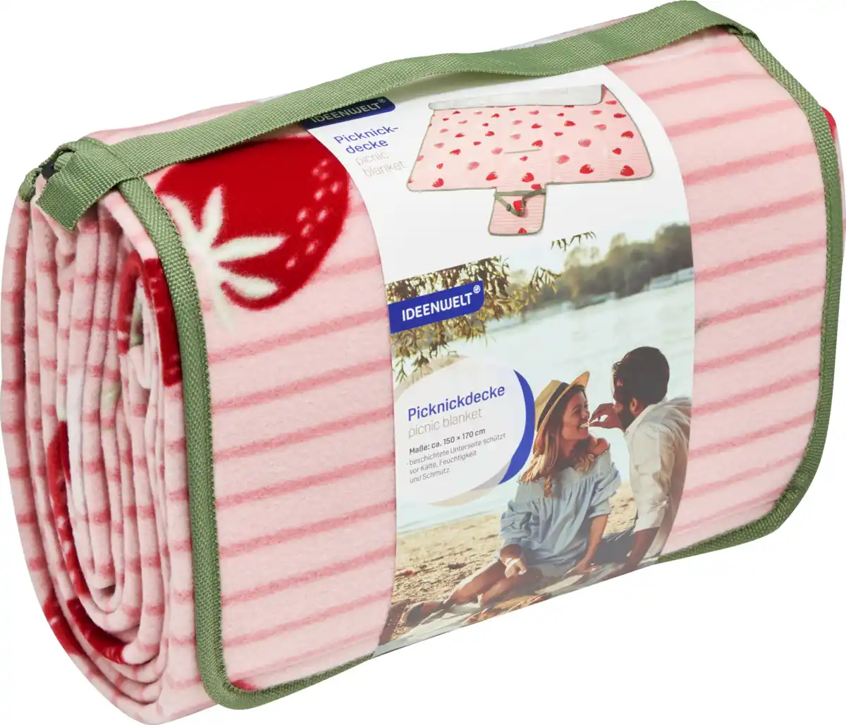 Bild 1 von IDEENWELT Picknickdecke 150 x 170 cm Erdbeeren