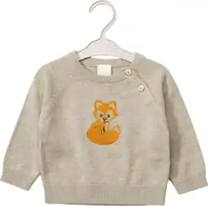 ALANA Pullover aus Strick mit Fuchs-Stickerei, beige, Gr. 68