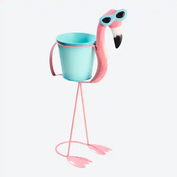 Bild 2 von Deko-Flamingo-Figur mit Blumentopf Höhe ca. 45,5cm