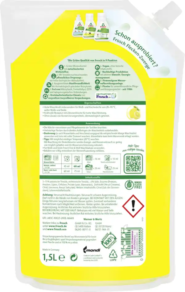 Bild 2 von Frosch Voll-Waschmittel Citrus 15WL, 25 WL
