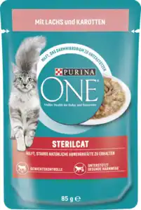 Purina ONE Sterilcat zarte Stückchen in Sauce mit Lachs & Karotten, 85 g