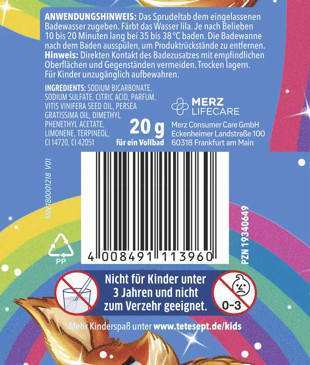 Bild 2 von tetesept Kinder Badespaß Sprudel Regenbogen, 20 g