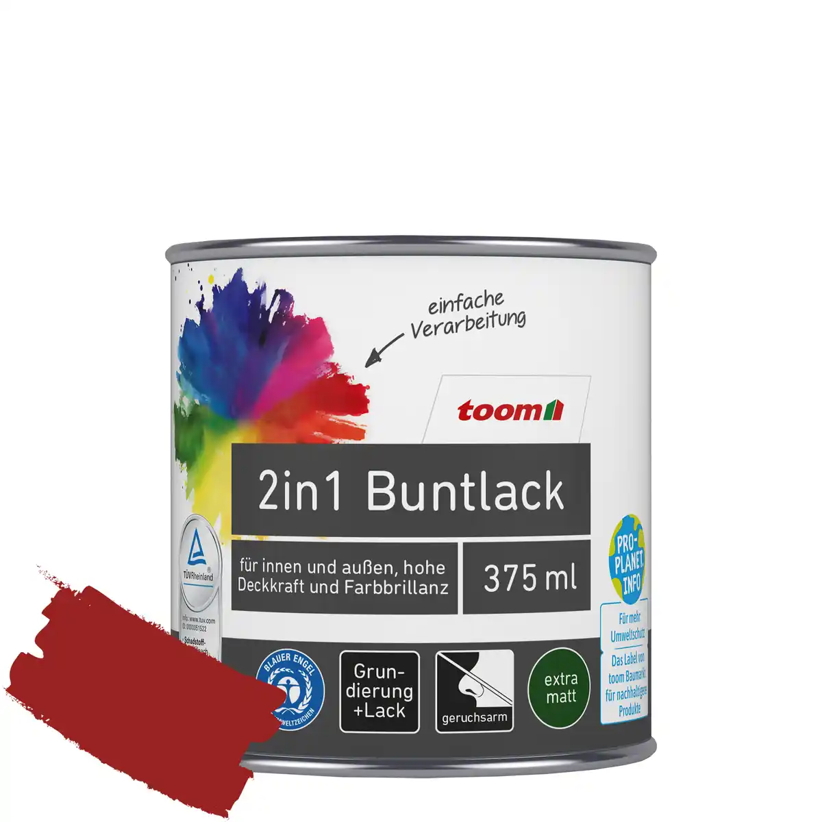 Bild 1 von toom 2in1 Buntlack 'Mohnblume' feuerrot matt 375 ml