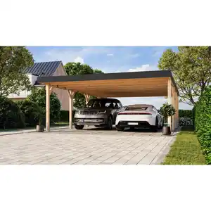 Karibu Doppelcarport 'Elmo 2' Fichtenholz naturbelassen 558 x 246,5 x 813 cm