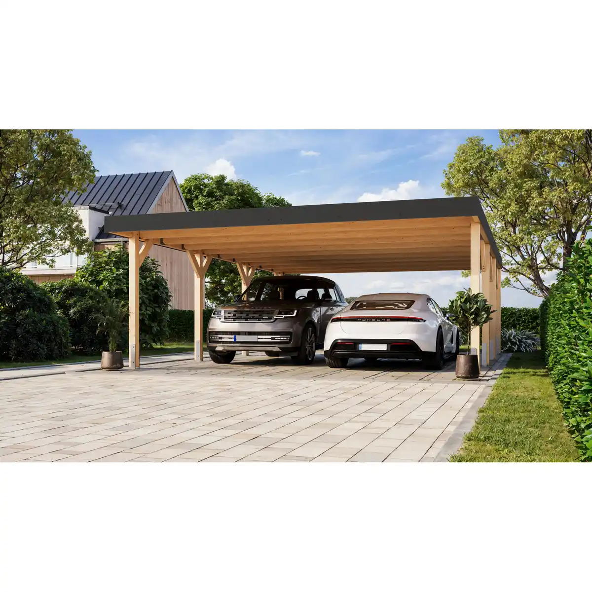 Bild 1 von Karibu Doppelcarport 'Elmo 2' Fichtenholz naturbelassen 558 x 246,5 x 813 cm