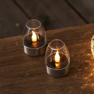 Solar-Tischlicht mit Edelstahl, 2er-Pack