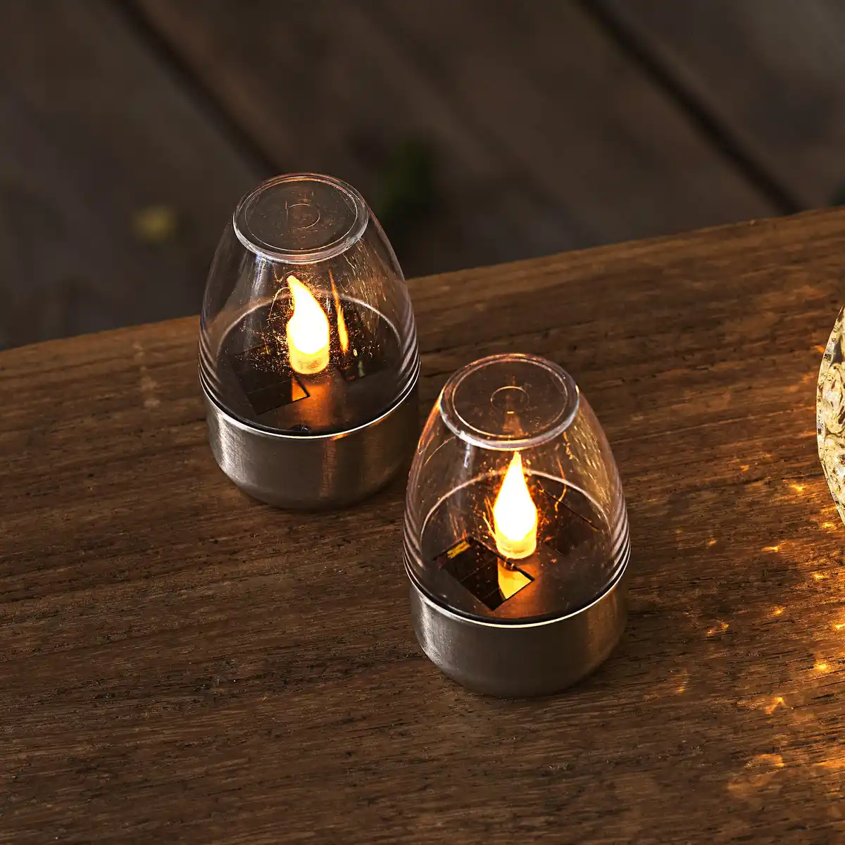 Bild 1 von Solar-Tischlicht mit Edelstahl, 2er-Pack