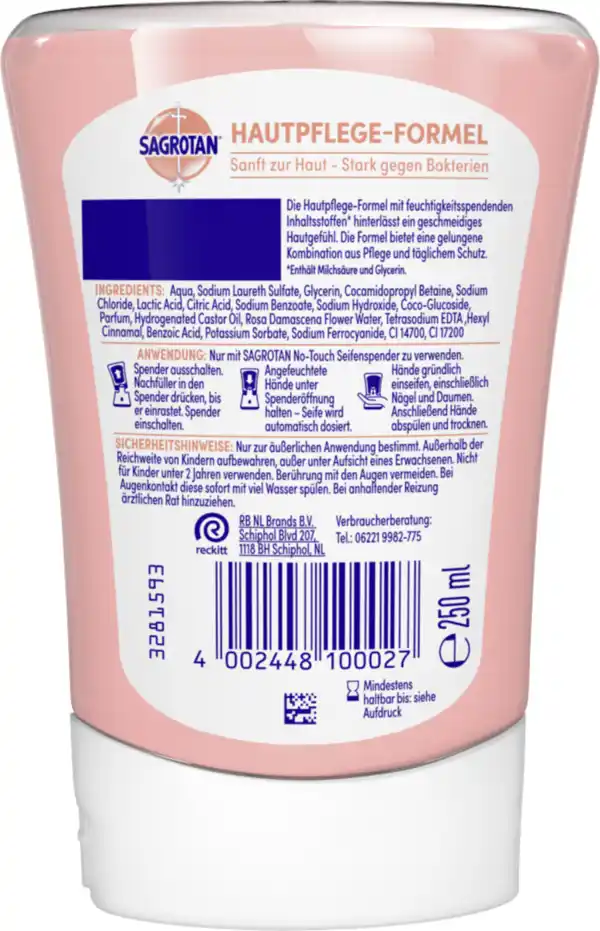 Bild 2 von Sagrotan No-Touch Nachfüller Flüssige Handseife Cashmere & Rosenessenz, 250 ml