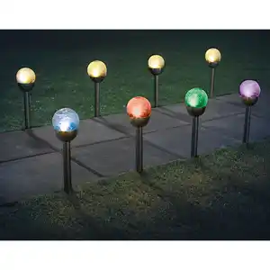 I-Glow XXL-LED-Solarkugel "Crashglas" 8er-Set